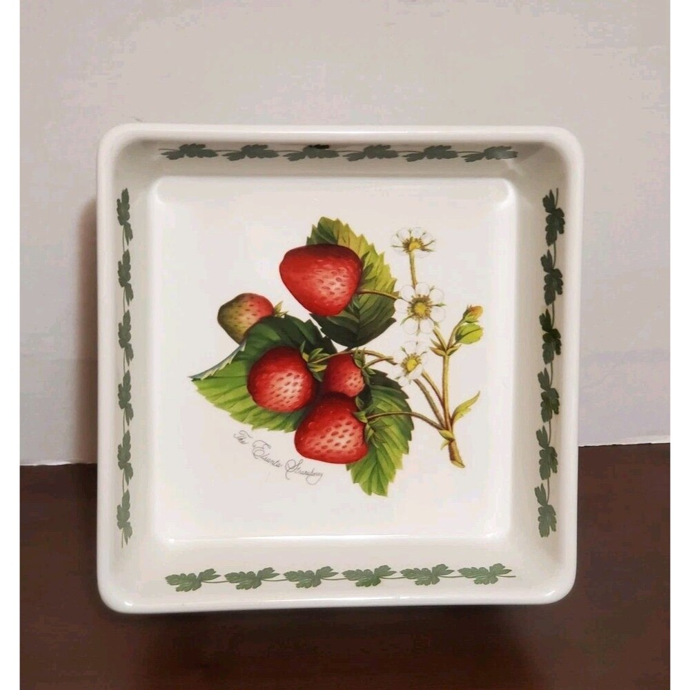 Portmeirion Strawberry Fair Square Baker Dish 9.75" Fire Ice England Discontinue